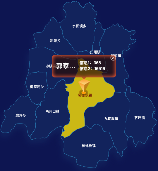 echarts宜昌市秭归县geoJson地图点击弹出自定义弹窗