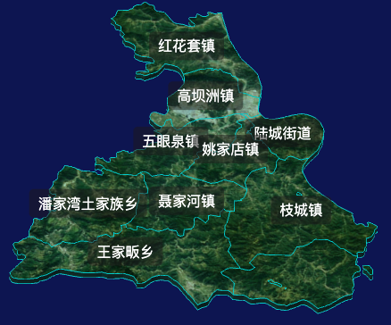 threejs宜昌市宜都市geoJson地图3d地图自定义贴图加CSS2D标签