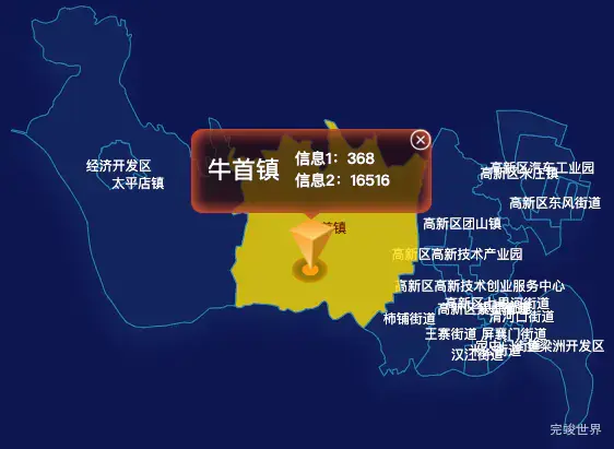 echarts襄阳市樊城区geoJson地图点击弹出自定义弹窗