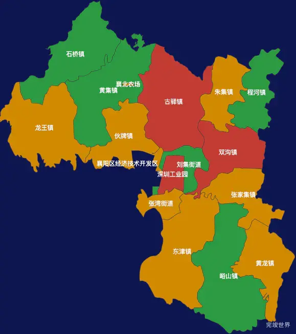 echarts襄阳市襄州区geoJson地图定义颜色
