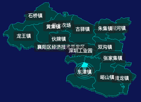 threejs襄阳市襄州区geoJson地图3d地图CSS2D外加旋转棱锥