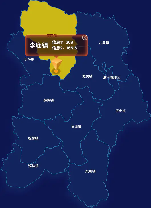 echarts襄阳市南漳县geoJson地图点击弹出自定义弹窗