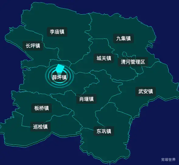 threejs襄阳市南漳县geoJson地图3d地图CSS2D外加旋转棱锥