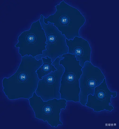 echarts襄阳市谷城县geoJson地图圆形波纹状气泡图