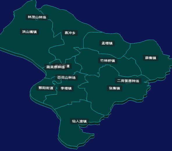 threejs襄阳市老河口市geoJson地图3d地图CSS3D标签