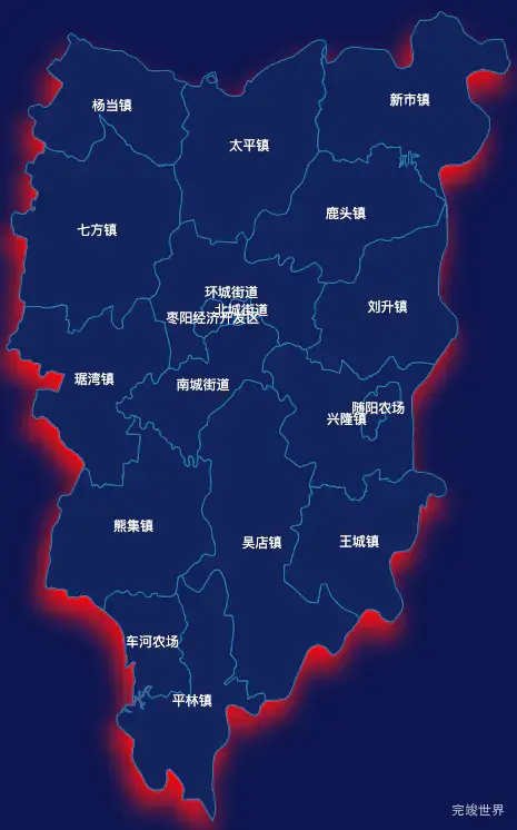 echarts襄阳市枣阳市geoJson地图阴影