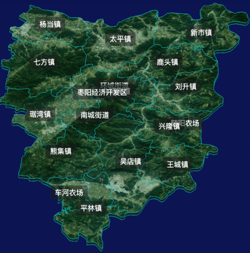 threejs襄阳市枣阳市geoJson地图3d地图自定义贴图加CSS2D标签