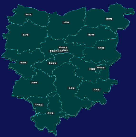 threejs襄阳市枣阳市geoJson地图3d地图CSS3D标签