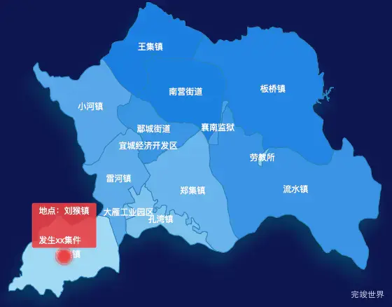 echarts襄阳市宜城市geoJson地图 tooltip轮播