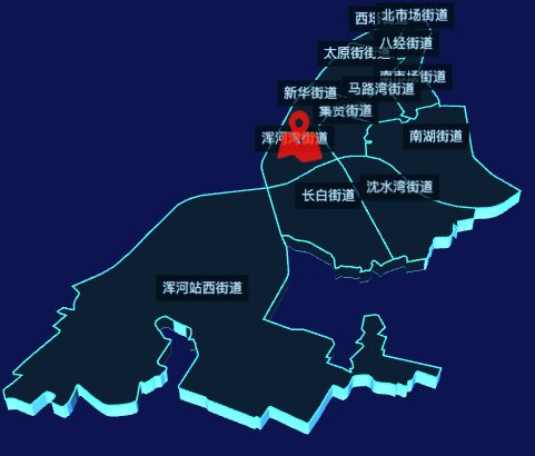 echarts沈阳市和平区geoJson地图3d地图自定义图标