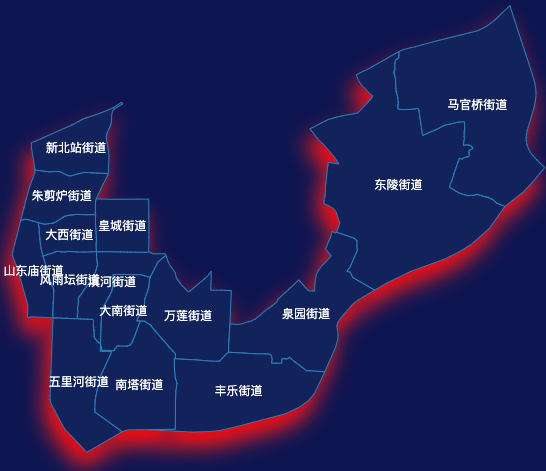 echarts沈阳市沈河区geoJson地图阴影