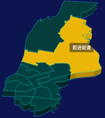 threejs沈阳市大东区geoJson地图3d地图鼠标移入显示标签并高亮