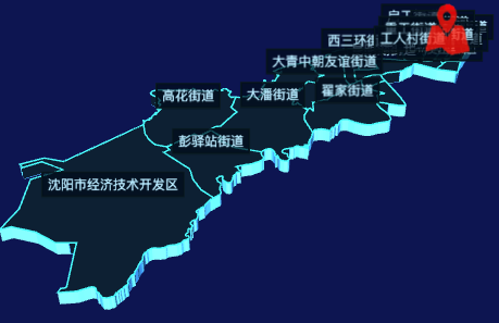 echarts沈阳市铁西区geoJson地图3d地图自定义图标