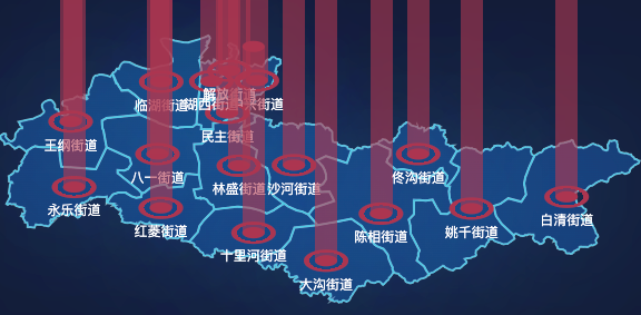 echarts沈阳市苏家屯区geoJson地图添加柱状图