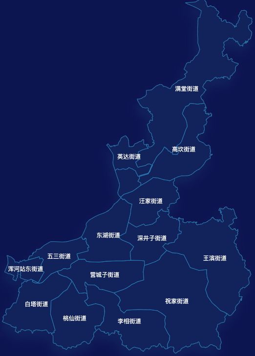 echarts沈阳市浑南区geoJson地图地图下钻展示