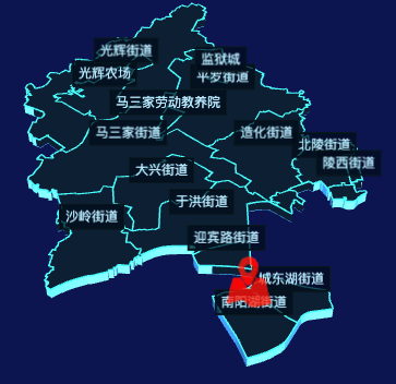 echarts沈阳市于洪区geoJson地图3d地图自定义图标
