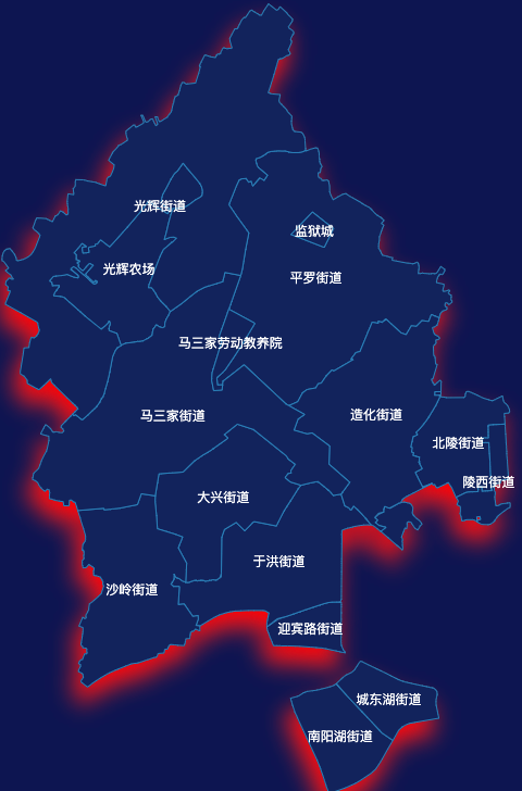 echarts沈阳市于洪区geoJson地图阴影