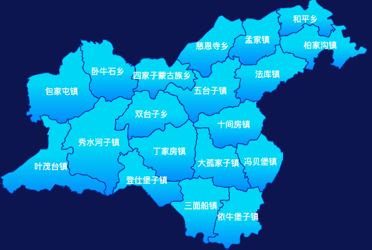 echarts沈阳市法库县geoJson地图局部颜色渐变