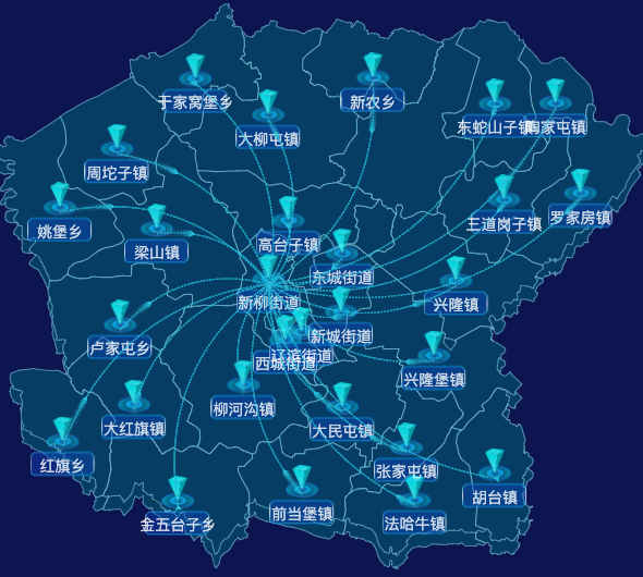 echarts沈阳市新民市geoJson地图label样式自定义
