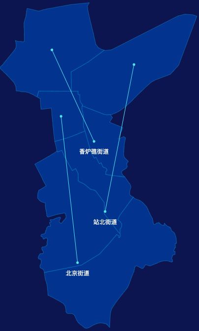 echarts大连市西岗区geoJson地图自定义引导线