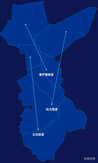 echarts大连市西岗区geoJson地图自定义引导线