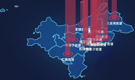 echarts大连市甘井子区geoJson地图添加柱状图