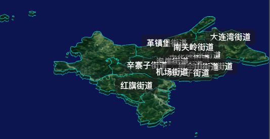 threejs大连市甘井子区geoJson地图3d地图自定义贴图加CSS2D标签