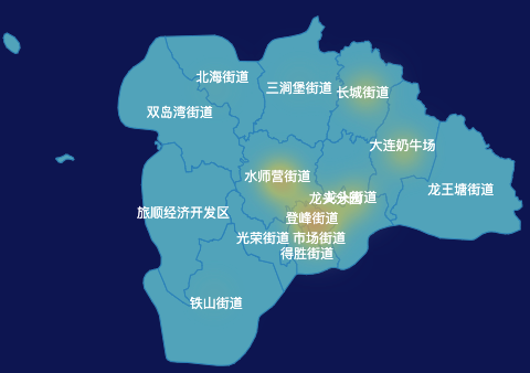 echarts大连市旅顺口区geoJson地图热力图