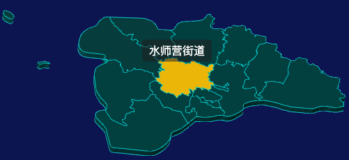 threejs大连市旅顺口区geoJson地图3d地图鼠标移入显示标签并高亮