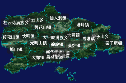 threejs大连市庄河市geoJson地图3d地图自定义贴图加CSS2D标签