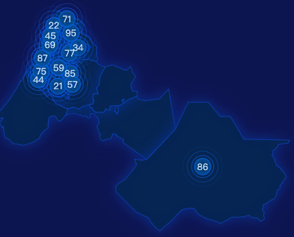 echarts鞍山市铁东区geoJson地图圆形波纹状气泡图