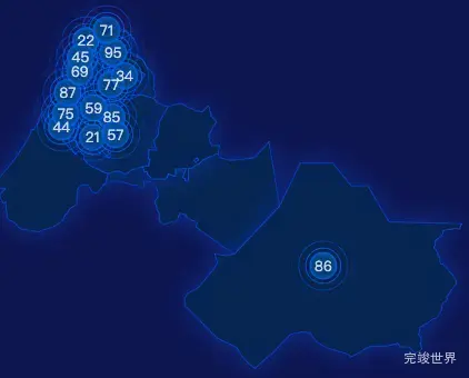 echarts鞍山市铁东区geoJson地图圆形波纹状气泡图