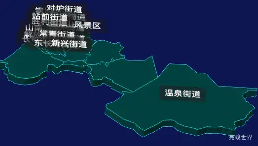 threejs鞍山市铁东区geoJson地图3d地图CSS3D标签