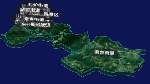 threejs鞍山市铁东区geoJson地图3d地图自定义贴图加CSS3D标签