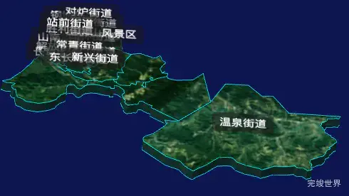 threejs鞍山市铁东区geoJson地图3d地图自定义贴图加CSS3D标签