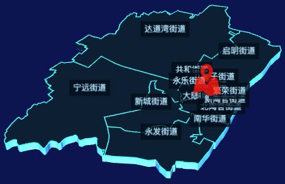 echarts鞍山市铁西区geoJson地图3d地图自定义图标