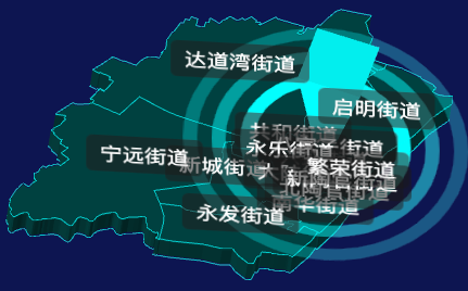 threejs鞍山市铁西区geoJson地图3d地图添加旋转棱锥