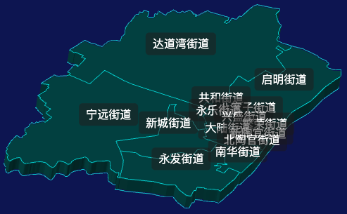 threejs鞍山市铁西区geoJson地图3d地图css2d标签
