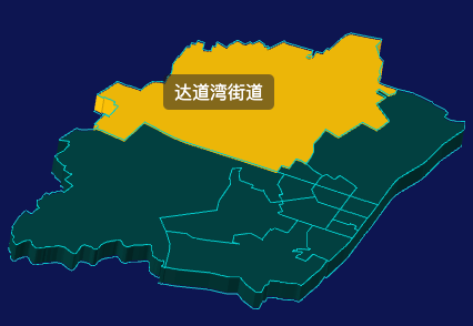 threejs鞍山市铁西区geoJson地图3d地图鼠标移入显示标签并高亮