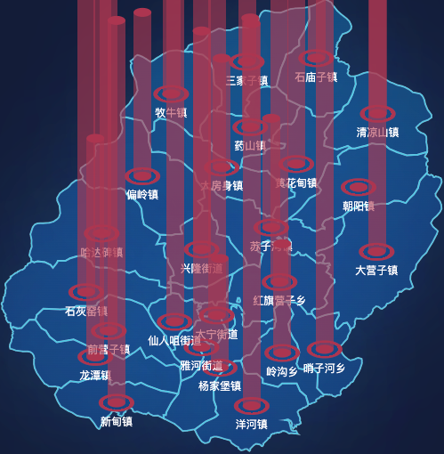 echarts鞍山市岫岩满族自治县geoJson地图添加柱状图