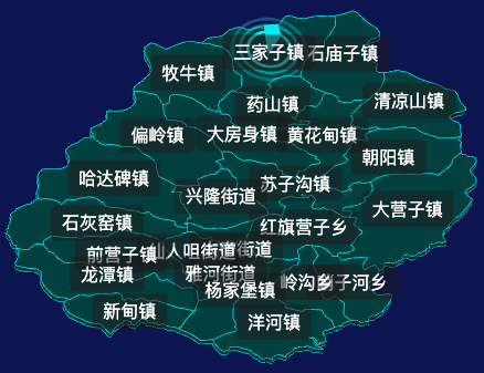 threejs鞍山市岫岩满族自治县geoJson地图3d地图添加旋转棱锥