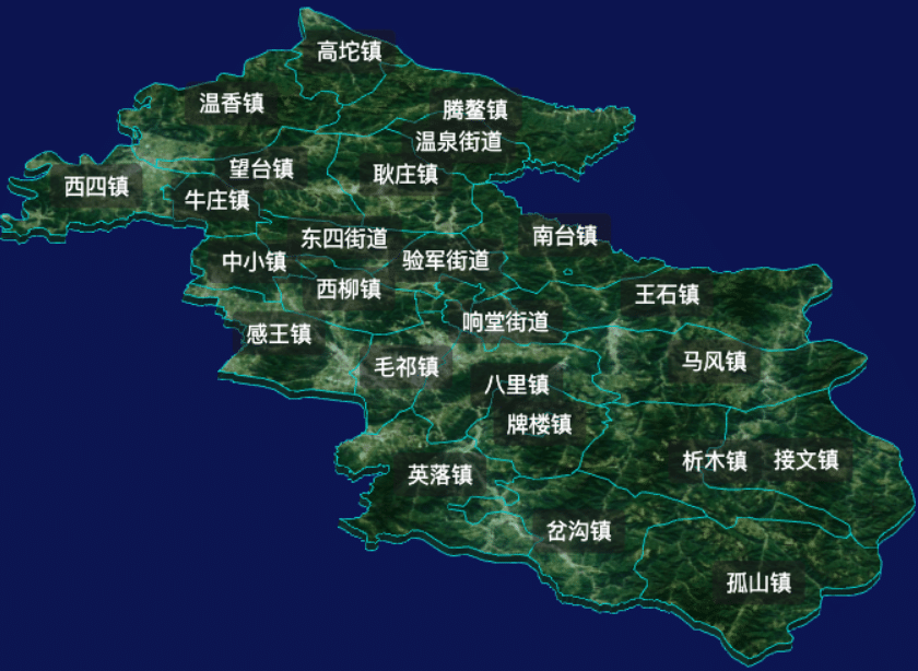 threejs鞍山市海城市geoJson地图3d地图css2d标签
