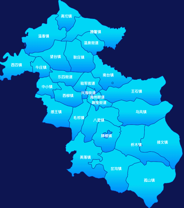 echarts鞍山市海城市geoJson地图局部颜色渐变