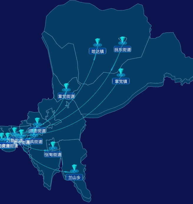 echarts抚顺市东洲区geoJson地图自定义label样式