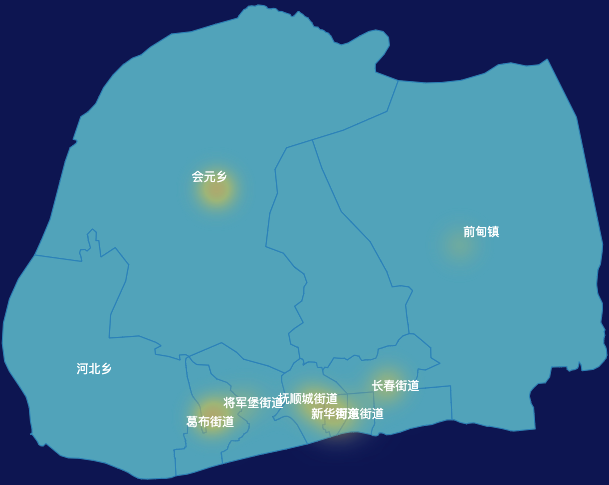 echarts抚顺市顺城区geoJson地图热力图
