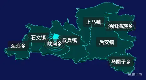 threejs抚顺市抚顺县geoJson地图3d地图CSS2D外加旋转棱锥