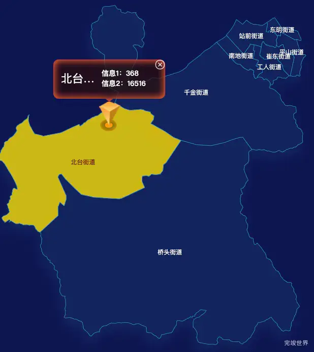 echarts本溪市平山区geoJson地图点击弹出自定义弹窗