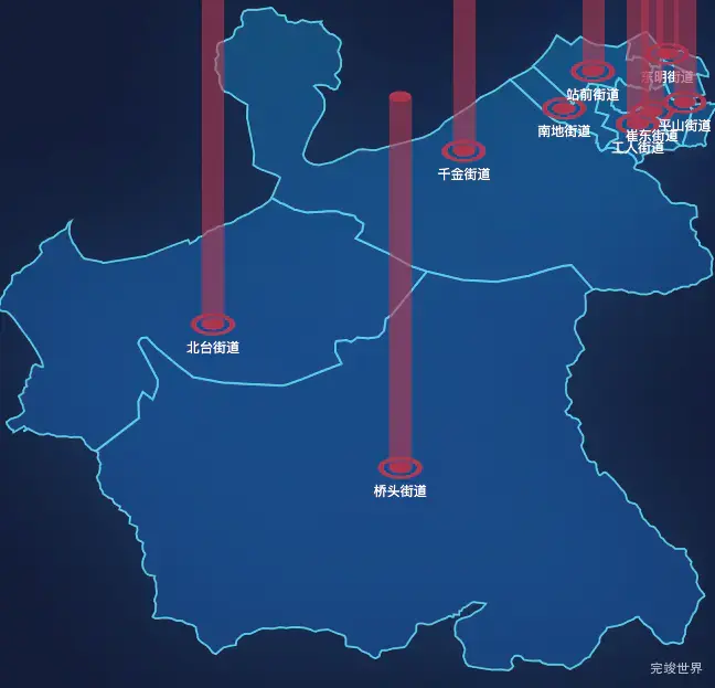 echarts本溪市平山区geoJson地图添加柱状图