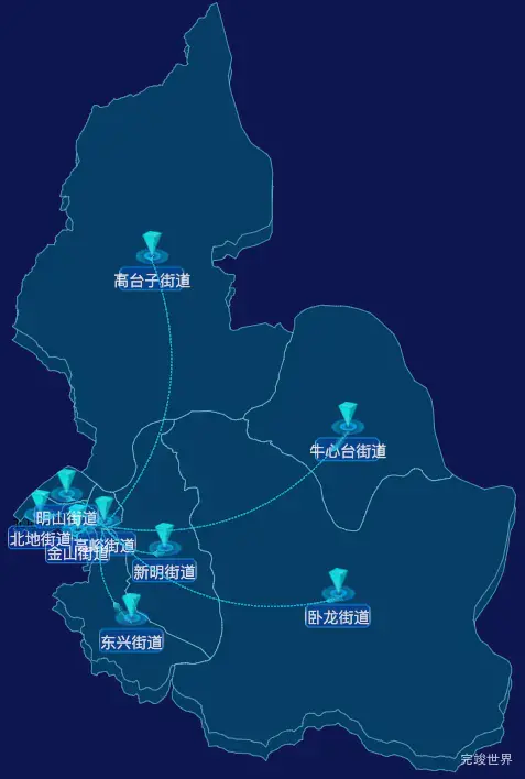 echarts本溪市明山区geoJson地图自定义label样式