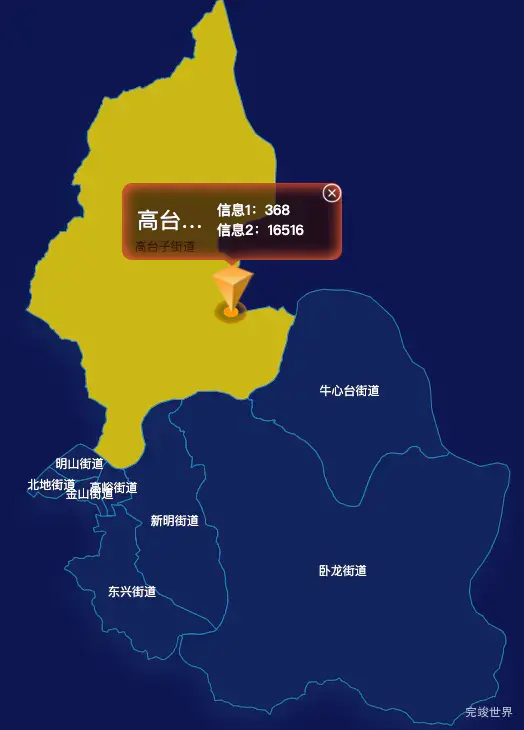 echarts本溪市明山区geoJson地图点击弹出自定义弹窗